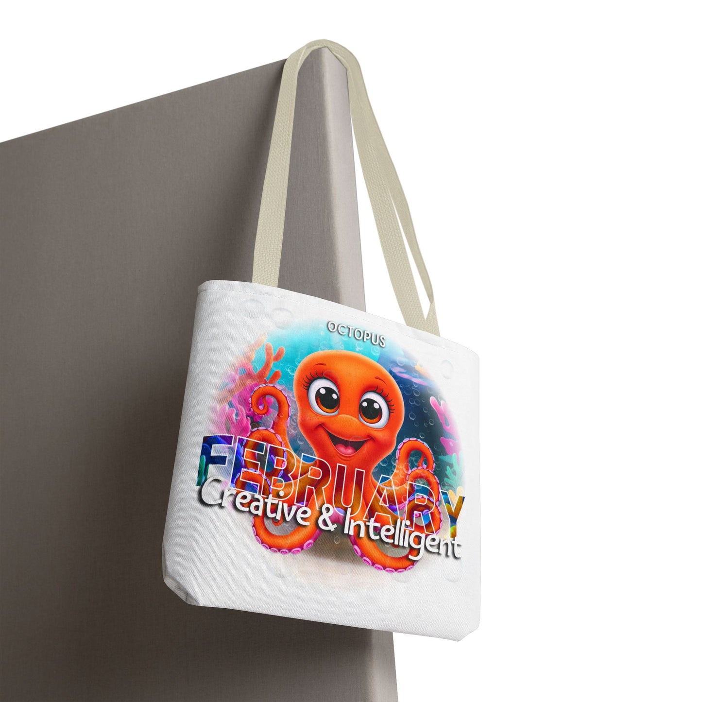 Kids Colorful February Octopus Birth Month Beach Tote Bag