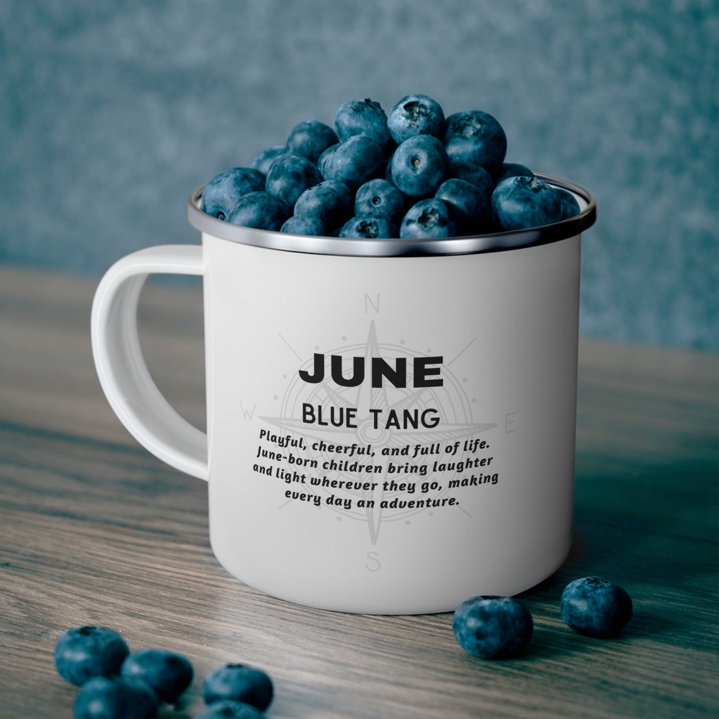 June Blue Tang Kids Sea Life Birth Month Enamel 12oz Camping Mug