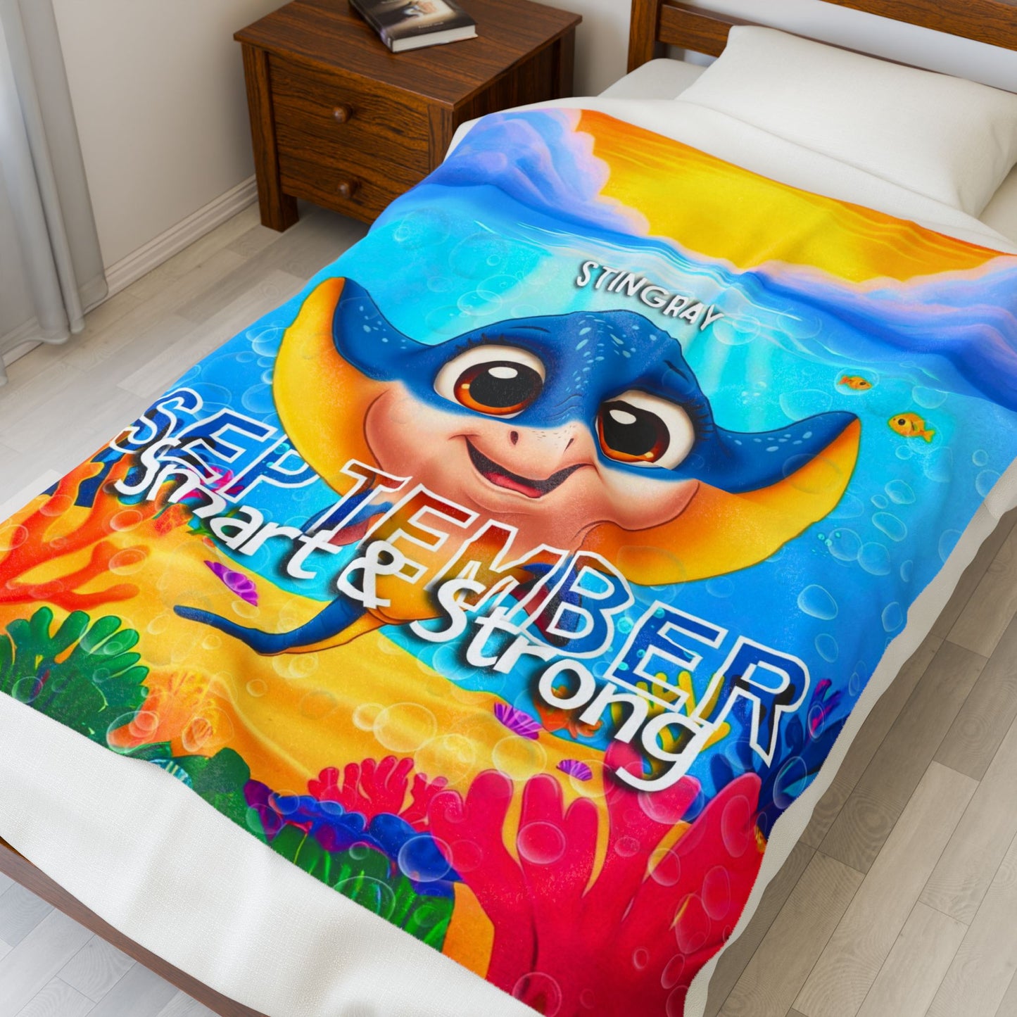 September Stingray Kids Blanket – Soft & Vibrant Stingray Blanket for Children