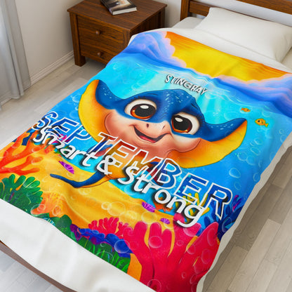 September Stingray Kids Blanket – Soft & Vibrant Stingray Blanket for Children