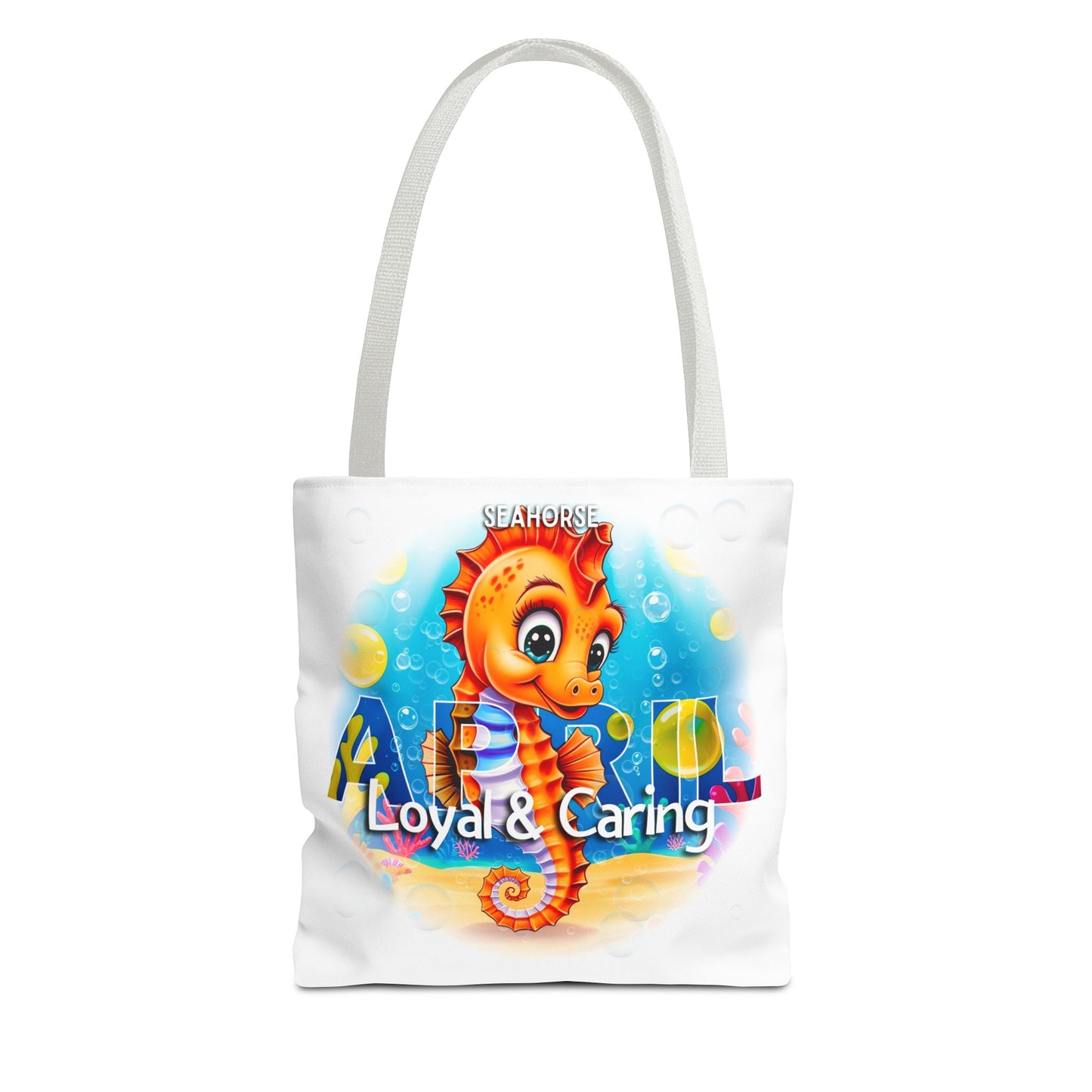Kids Colorful April Seahorse Birth Month Tote Bag