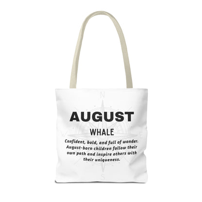 Kids Colorful August Whale Birth Month Tote Bag