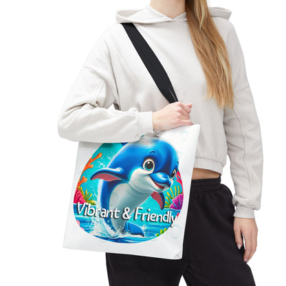 Personalized Kids Dolphin Beach Tote Bag – Vibrant & Friendly – Custom Sea Life Bag with Name