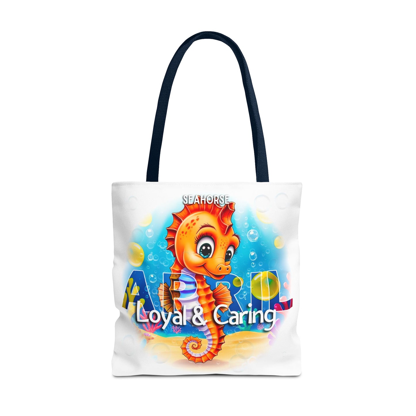 Kids Colorful April Seahorse Birth Month Tote Bag