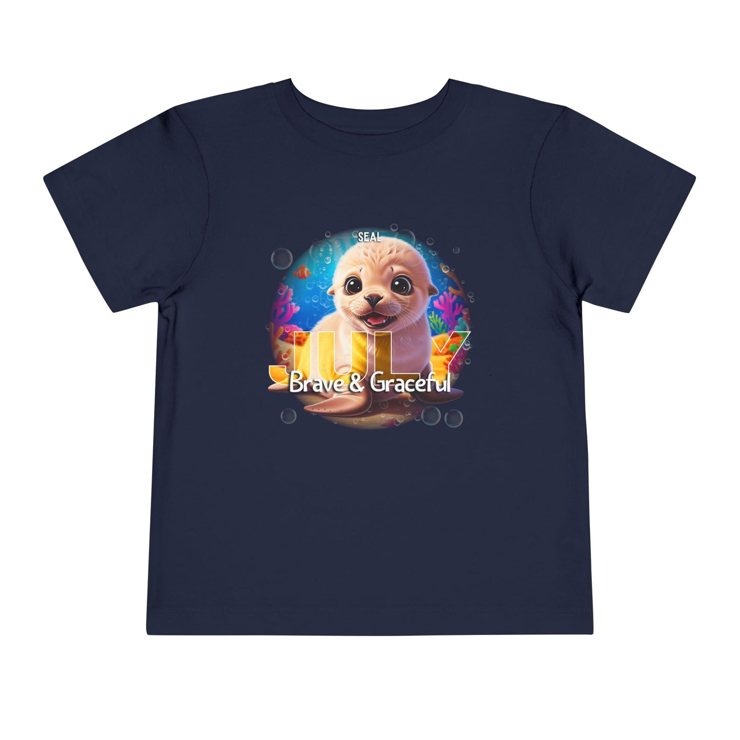 July Seal Toddler TShirt Kids Birth Month Ocean Animal Tee