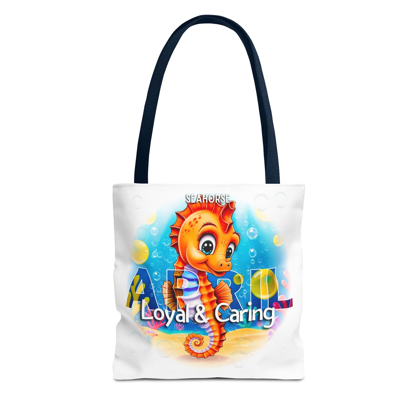 Kids Colorful April Seahorse Birth Month Tote Bag