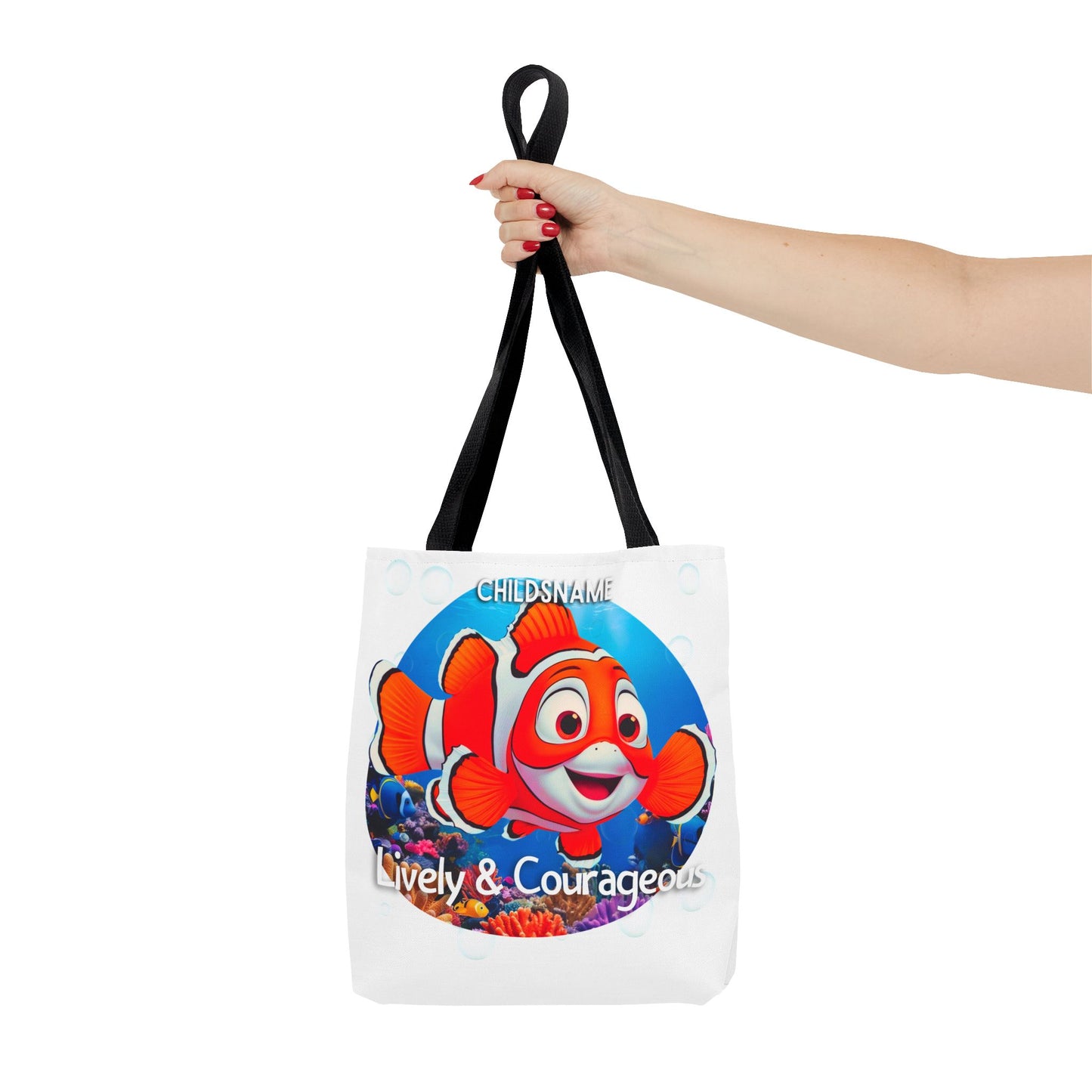 Personalized Kids Clownfish Beach Tote Bag – Lively & Courageous – Custom Sea Life Bag with Name