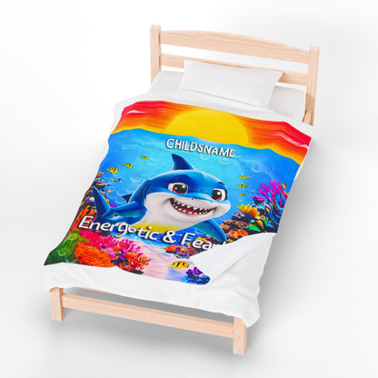 Personalized Kids Shark Plush Blanket – Energetic & Fearless
