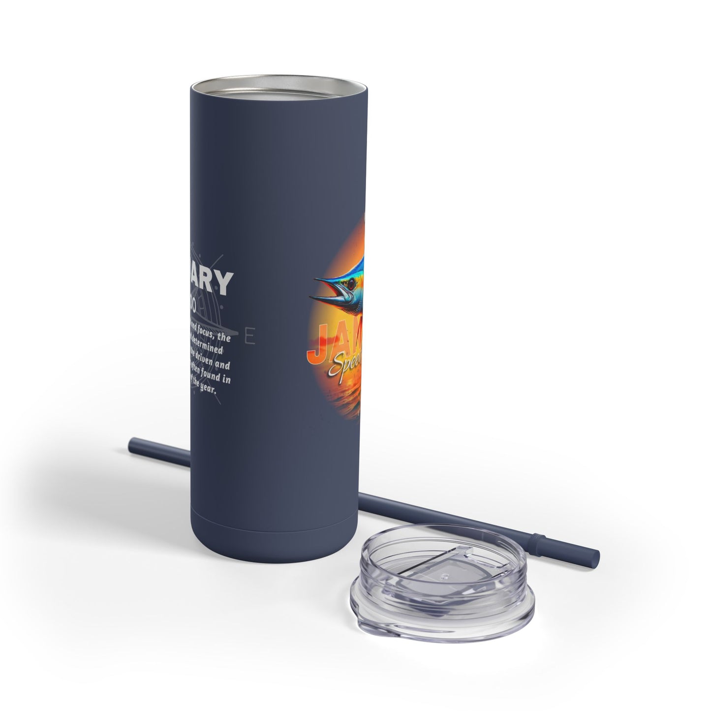 January Birth Month Wahoo 20oz Skinny Matte Tumbler Fast Fearless Travel Cup