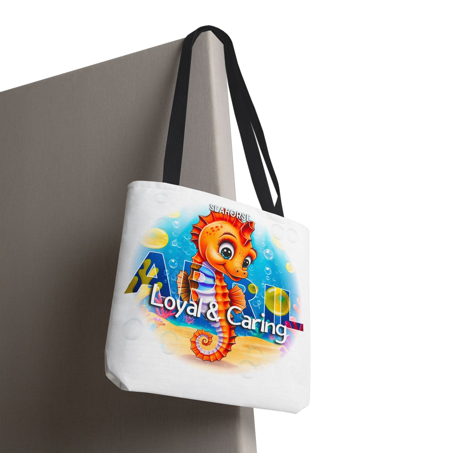 Kids Colorful April Seahorse Birth Month Tote Bag
