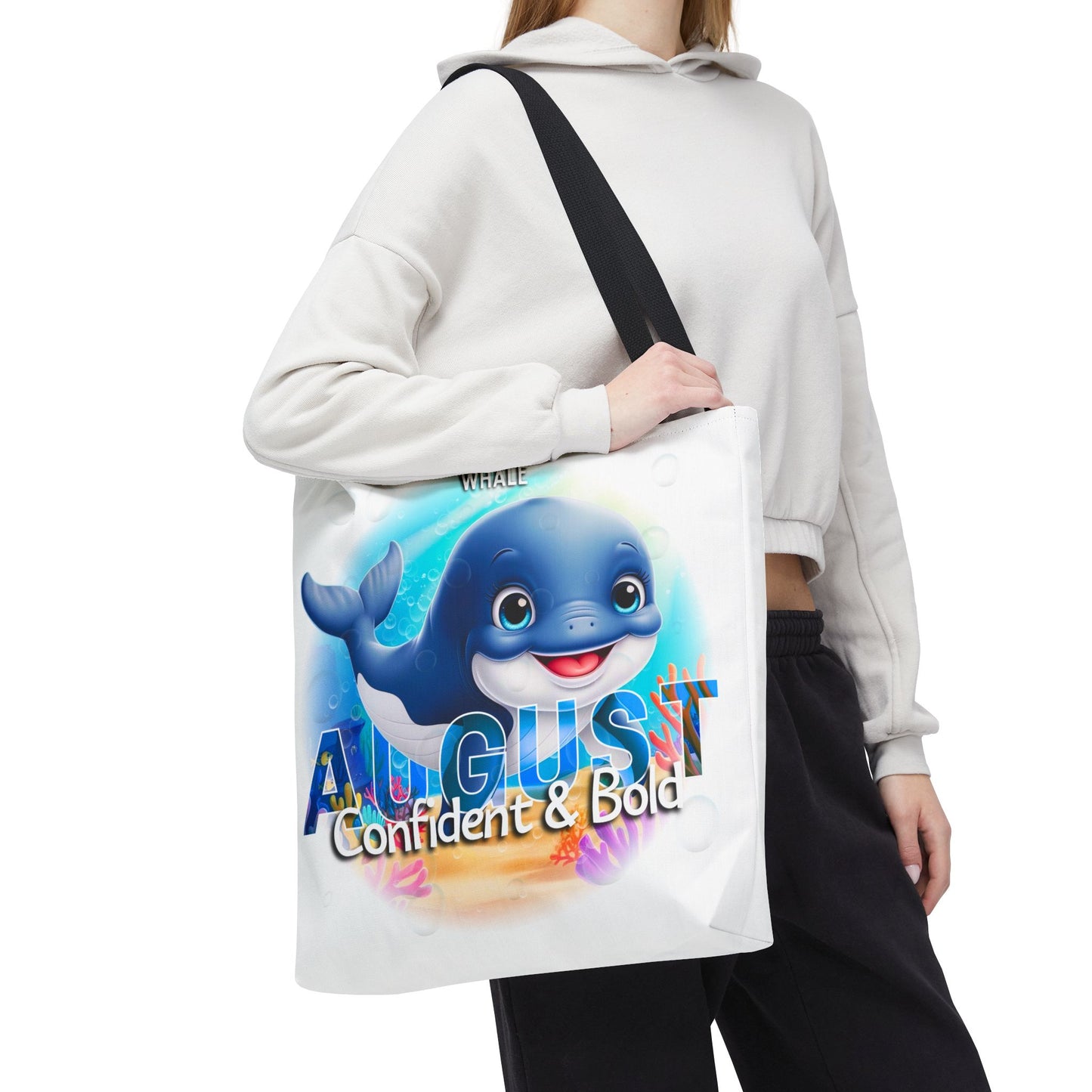 Kids Colorful August Whale Birth Month Tote Bag