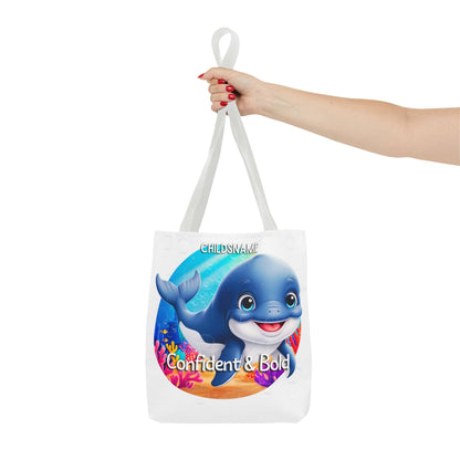 Personalized Kids Whale Beach Tote Bag – Confident & Bold – Custom Sea Life Bag with Name