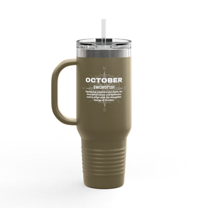 October Swordfish Birth Month 40oz Travel Mug with Handle