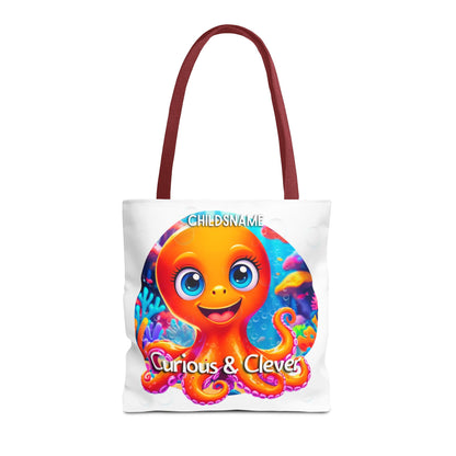 Personalized Kids Octopus Beach Tote Bag Curious & Clever
