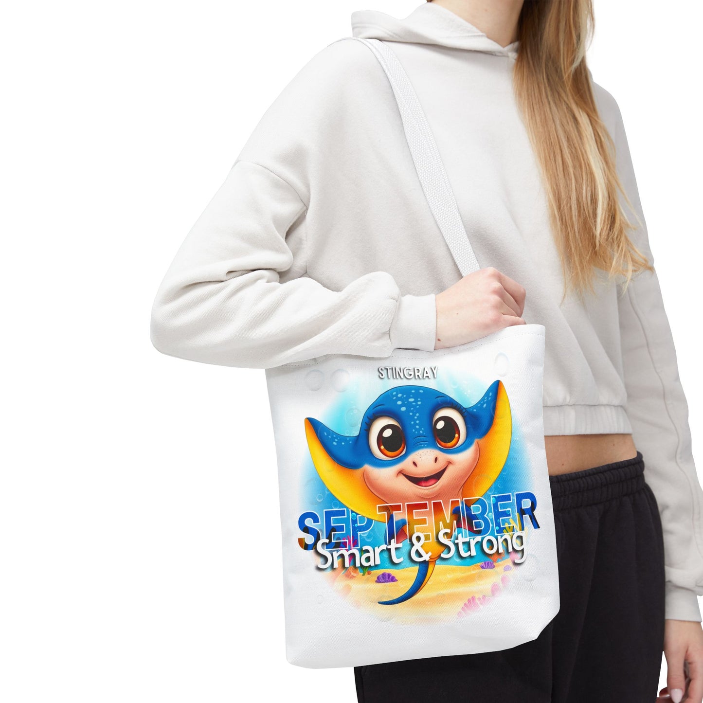 Kids Colorful September Stingray Birth Month Tote Bag