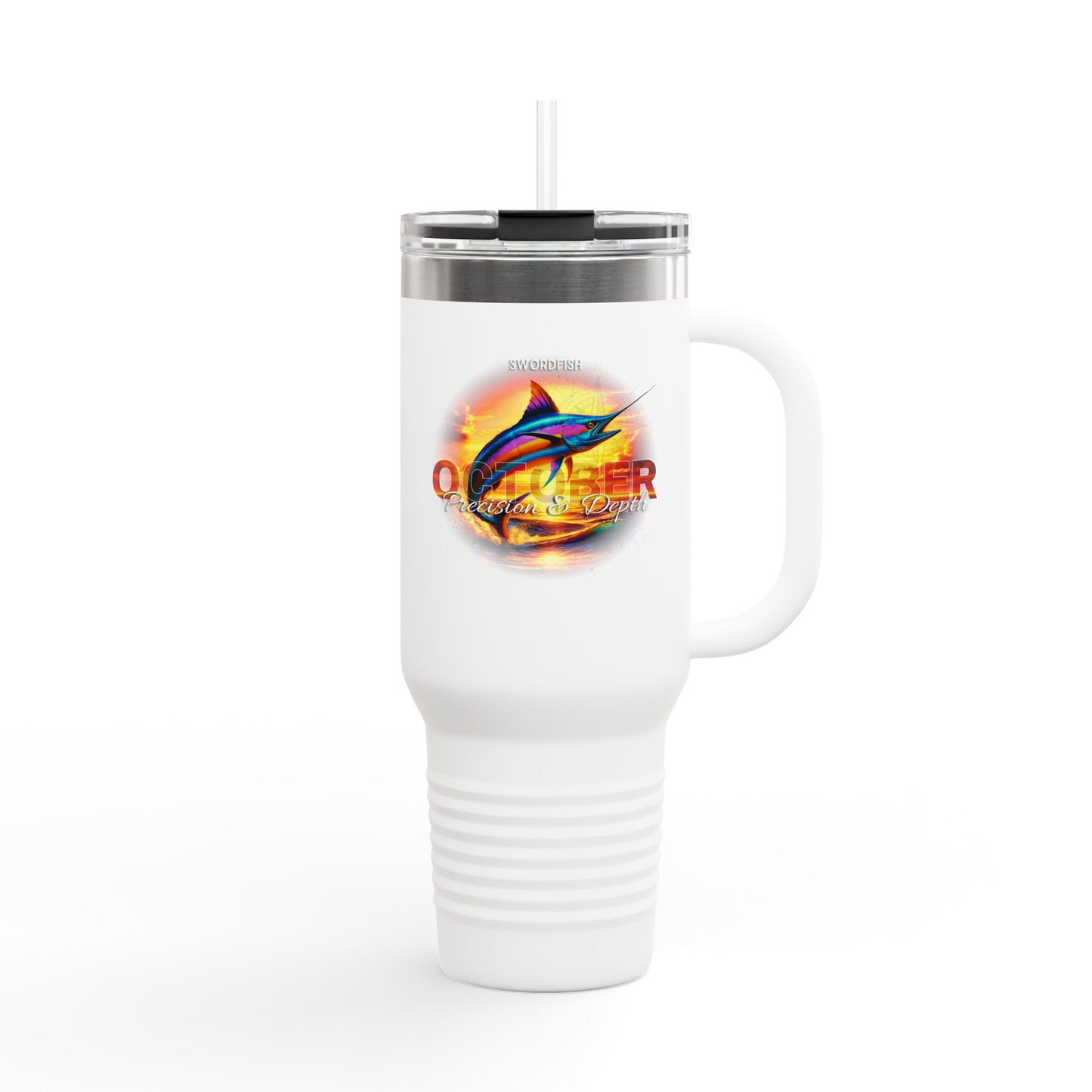 October Swordfish Birth Month 40oz Travel Mug with Handle