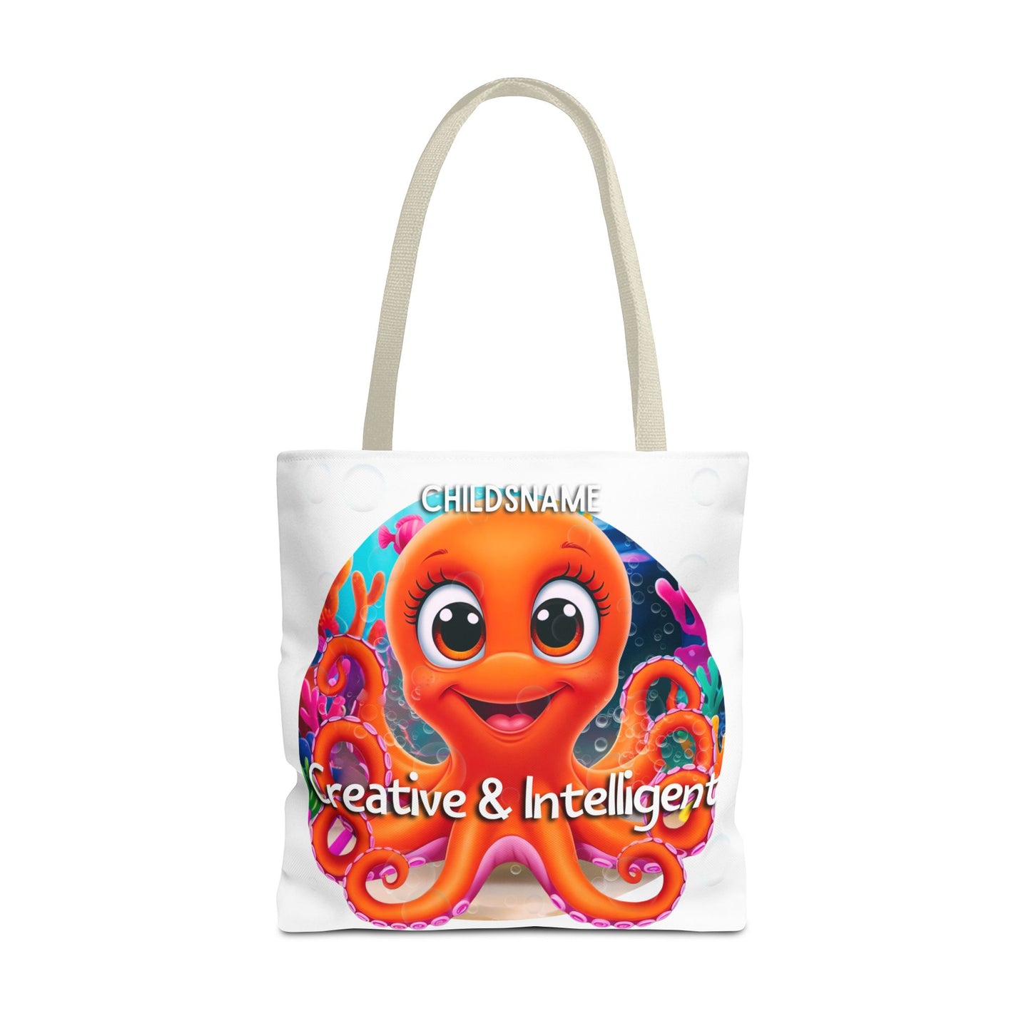 Personalized Kids Octopus Beach Tote Bag – Creative & Intelligent – Custom Sea Life Bag with Name
