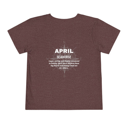 April Seahorse Toddler TShirt Kids Birth Month Ocean Tee