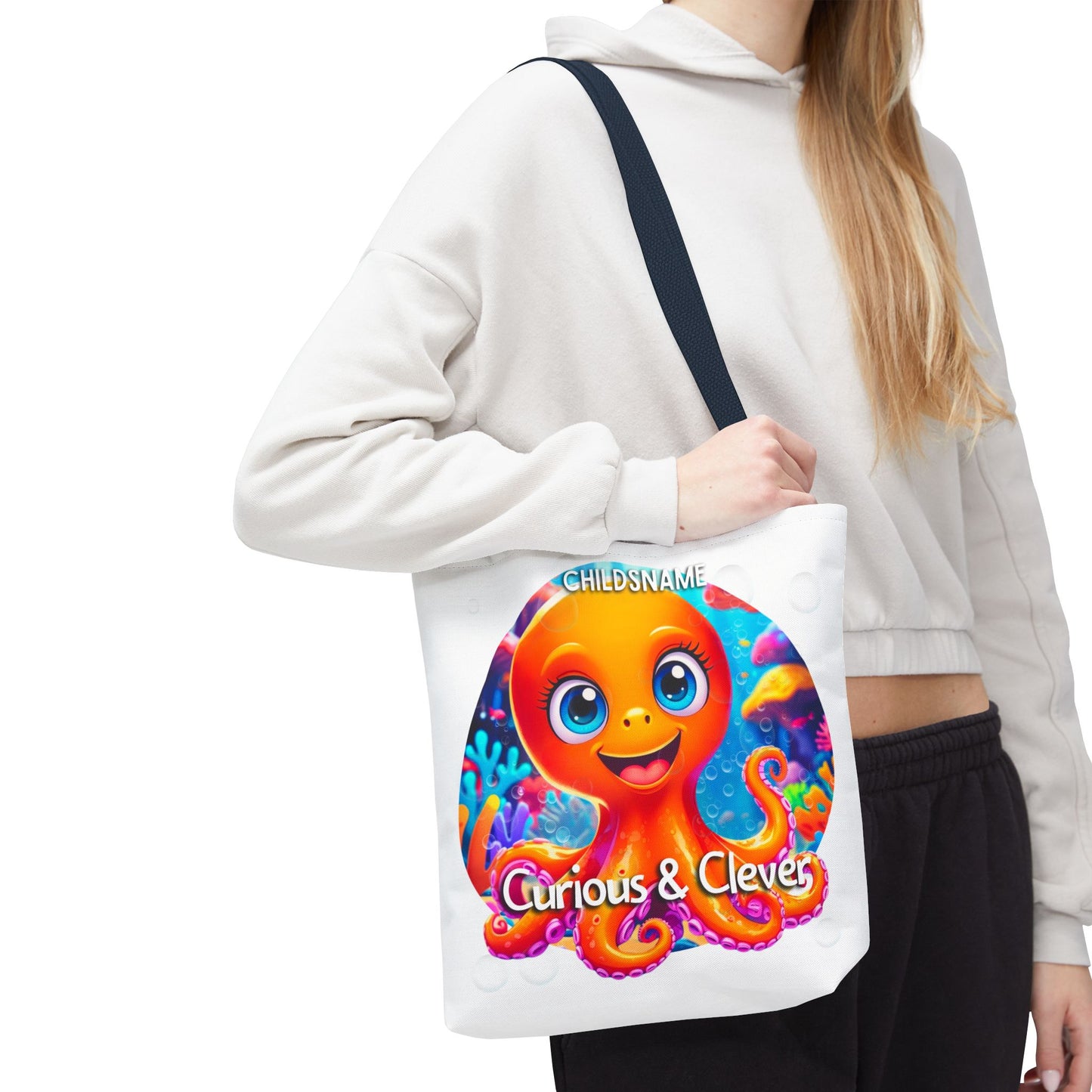 Personalized Kids Octopus Beach Tote Bag Curious & Clever
