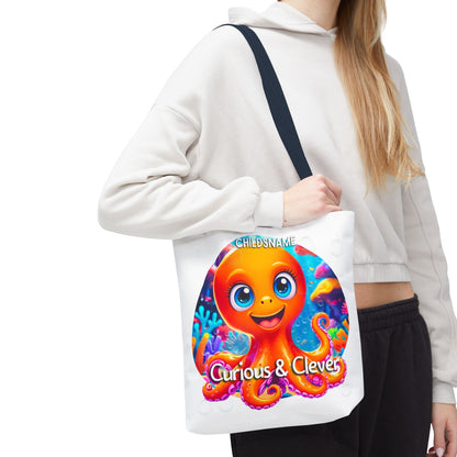 Personalized Kids Octopus Beach Tote Bag Curious & Clever