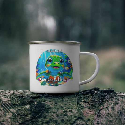 Kids Turtle Camping Mug Gentle & Brave