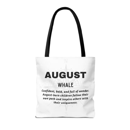 Kids Colorful August Whale Birth Month Tote Bag
