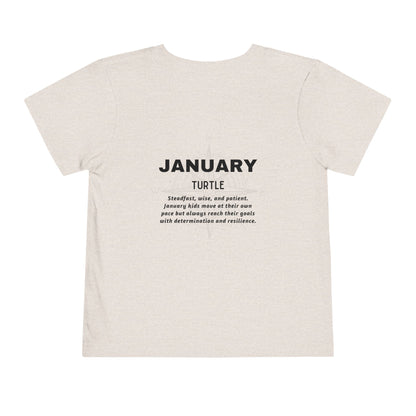 January Turtle Toddler TShirt Kids Birth Month Sea Life Tee