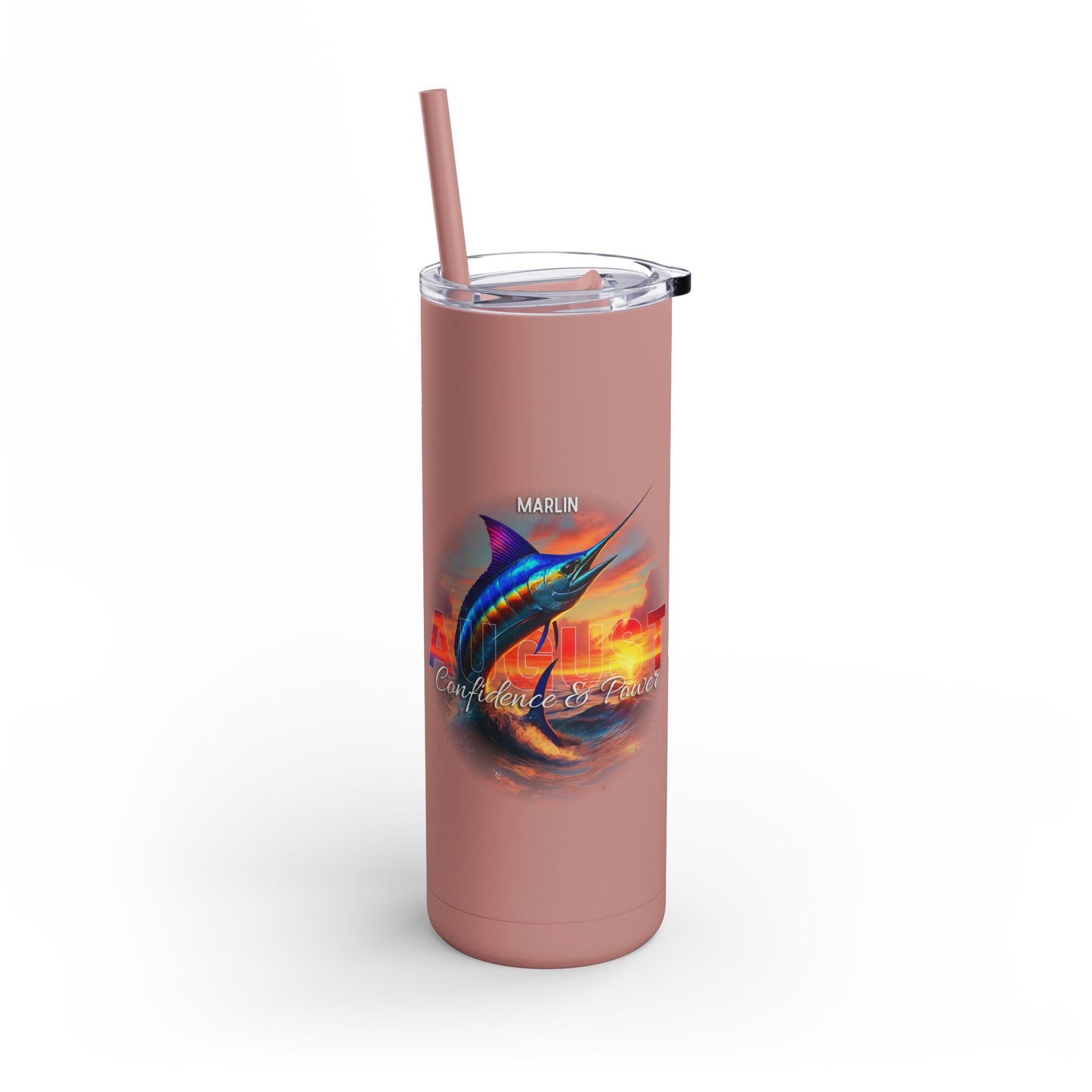 August Birth Month Marlin 20oz Skinny Matte Tumbler – Sleek, Strong & Adventurous Stainless Steel Travel Cup