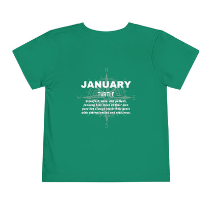 January Turtle Toddler TShirt Kids Birth Month Sea Life Tee