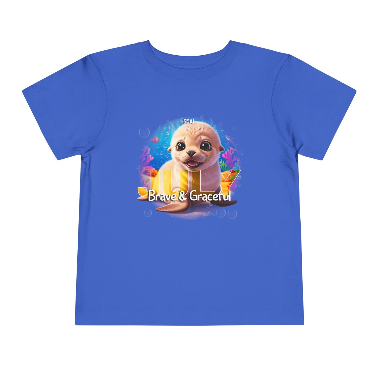 July Seal Toddler TShirt Kids Birth Month Ocean Animal Tee