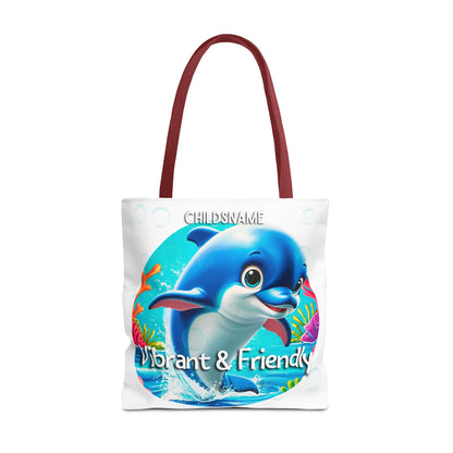 Personalized Kids Dolphin Beach Tote Bag – Vibrant & Friendly – Custom Sea Life Bag with Name