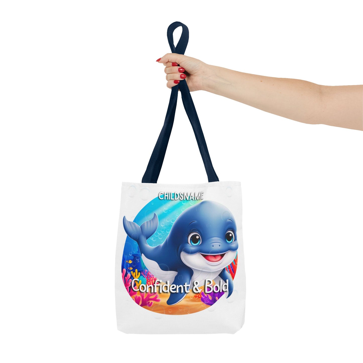 Personalized Kids Whale Beach Tote Bag – Confident & Bold – Custom Sea Life Bag with Name