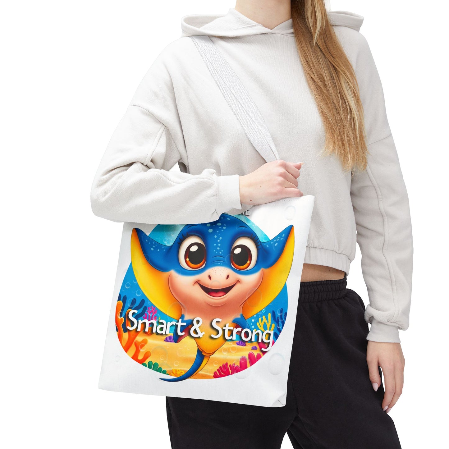 Personalized Kids Stingray Beach Tote Bag – Smart & Strong – Custom Sea Life Bag with Name
