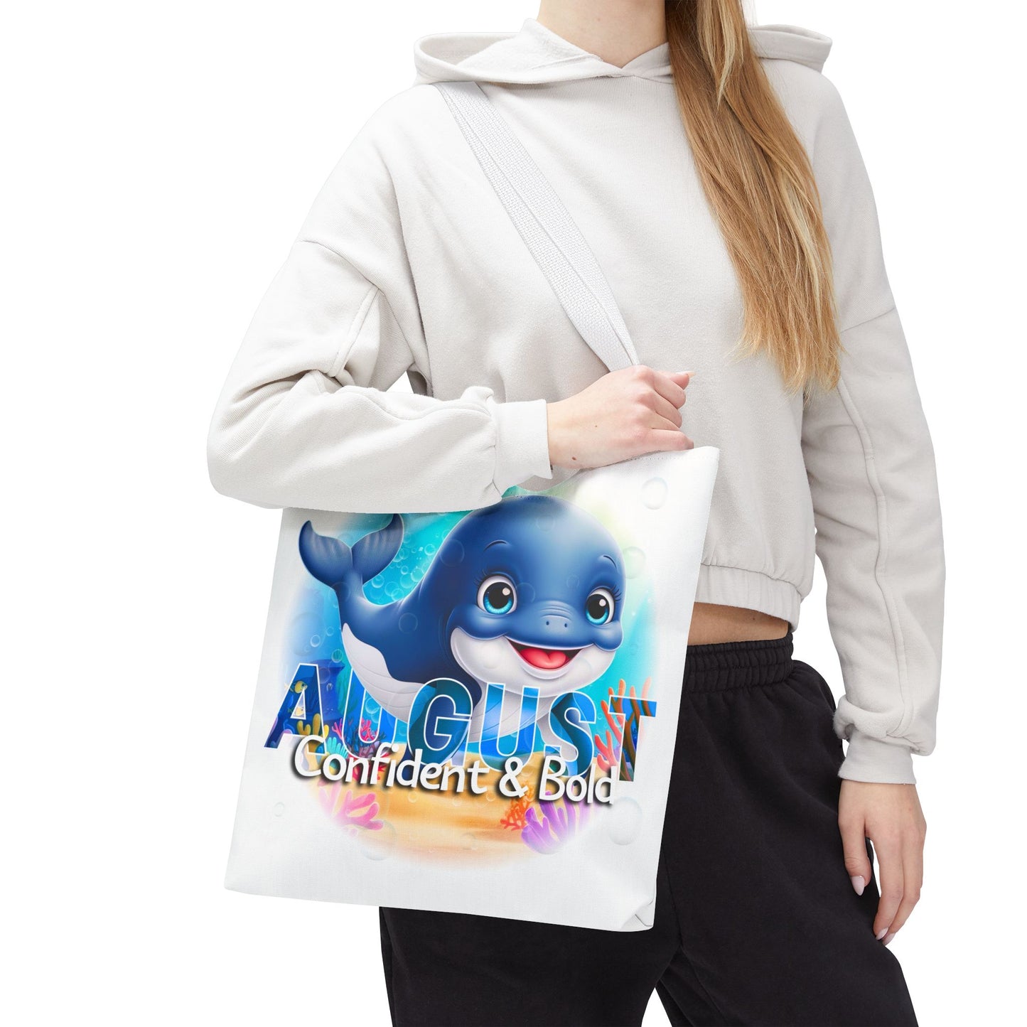 Kids Colorful August Whale Birth Month Tote Bag