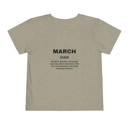 March Shark Toddler TShirt Kids Birth Month Ocean Adventure Tee