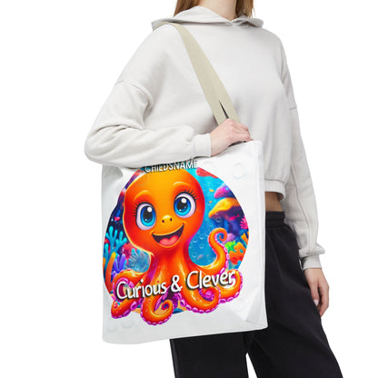 Personalized Kids Octopus Beach Tote Bag Curious & Clever