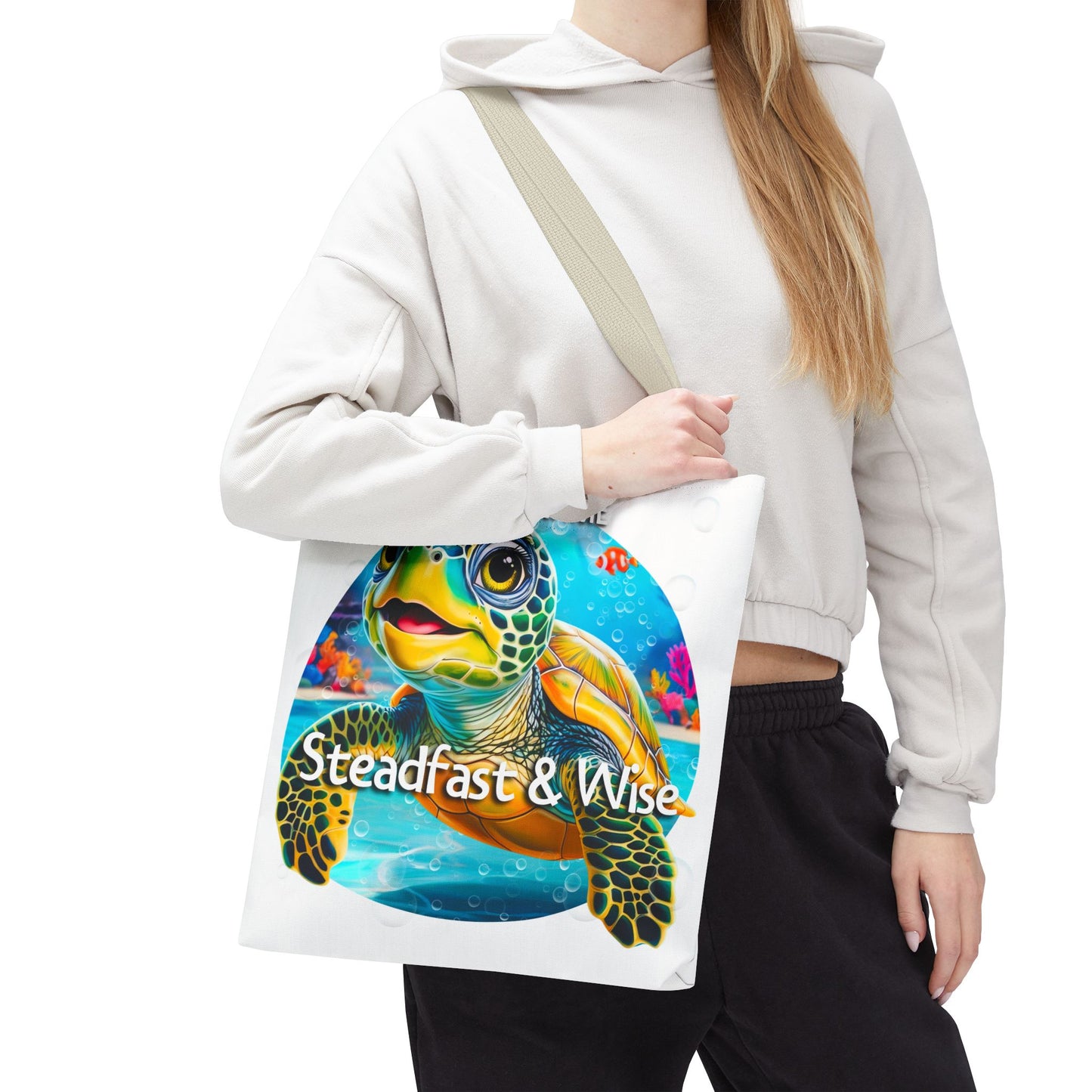 Personalized Kids Turtle Beach Tote Bag – Steadfast & Wise – Custom Sea Life Bag with Name
