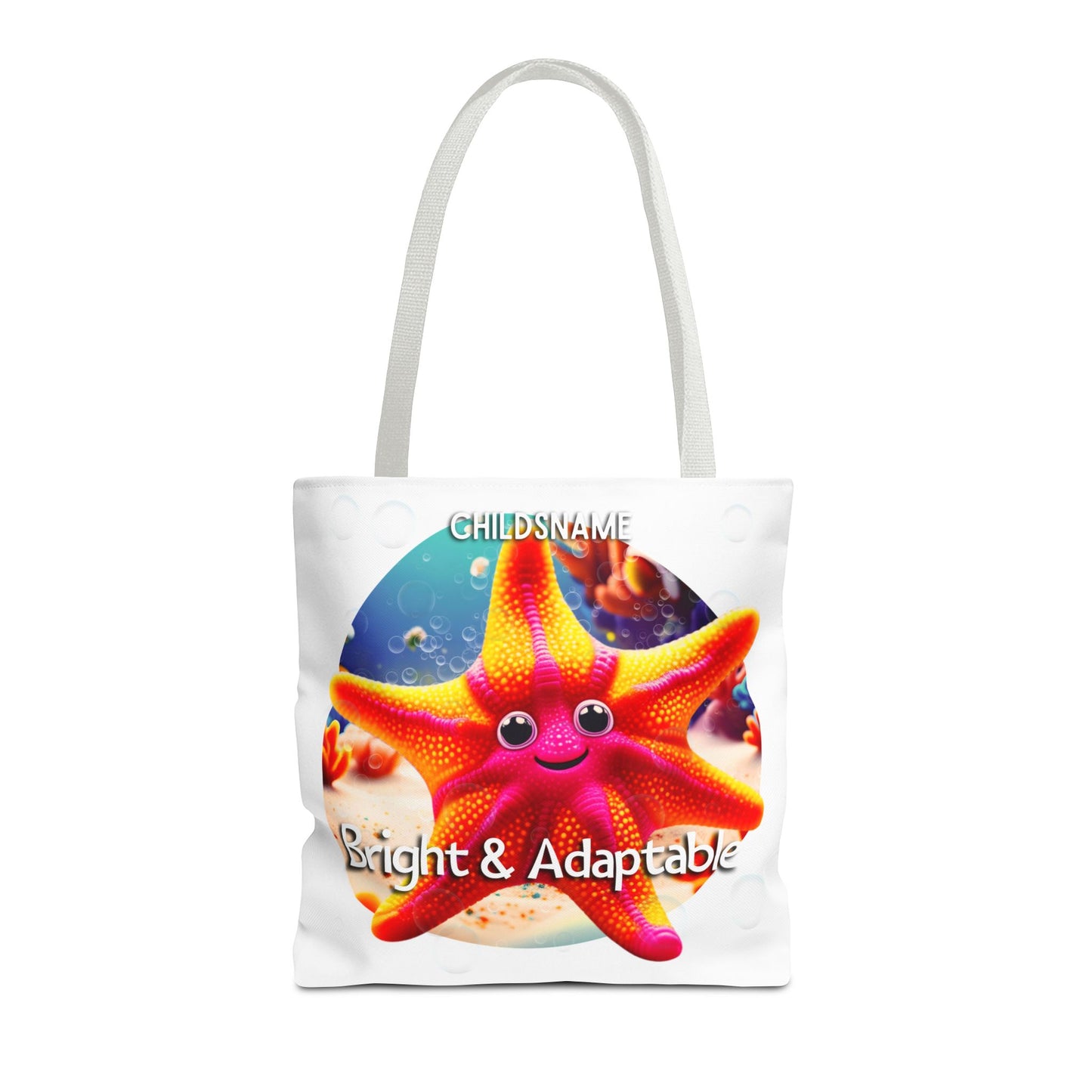 Personalized Kids Starfish Beach Tote Bag – Bright & Adaptable – Custom Sea Life Bag with Name