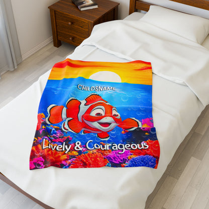 Personalized Kids Clownfish Plush Blanket – Lively & Courageous