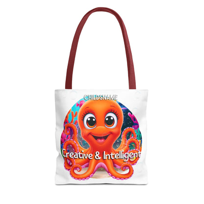 Personalized Kids Octopus Beach Tote Bag – Creative & Intelligent – Custom Sea Life Bag with Name