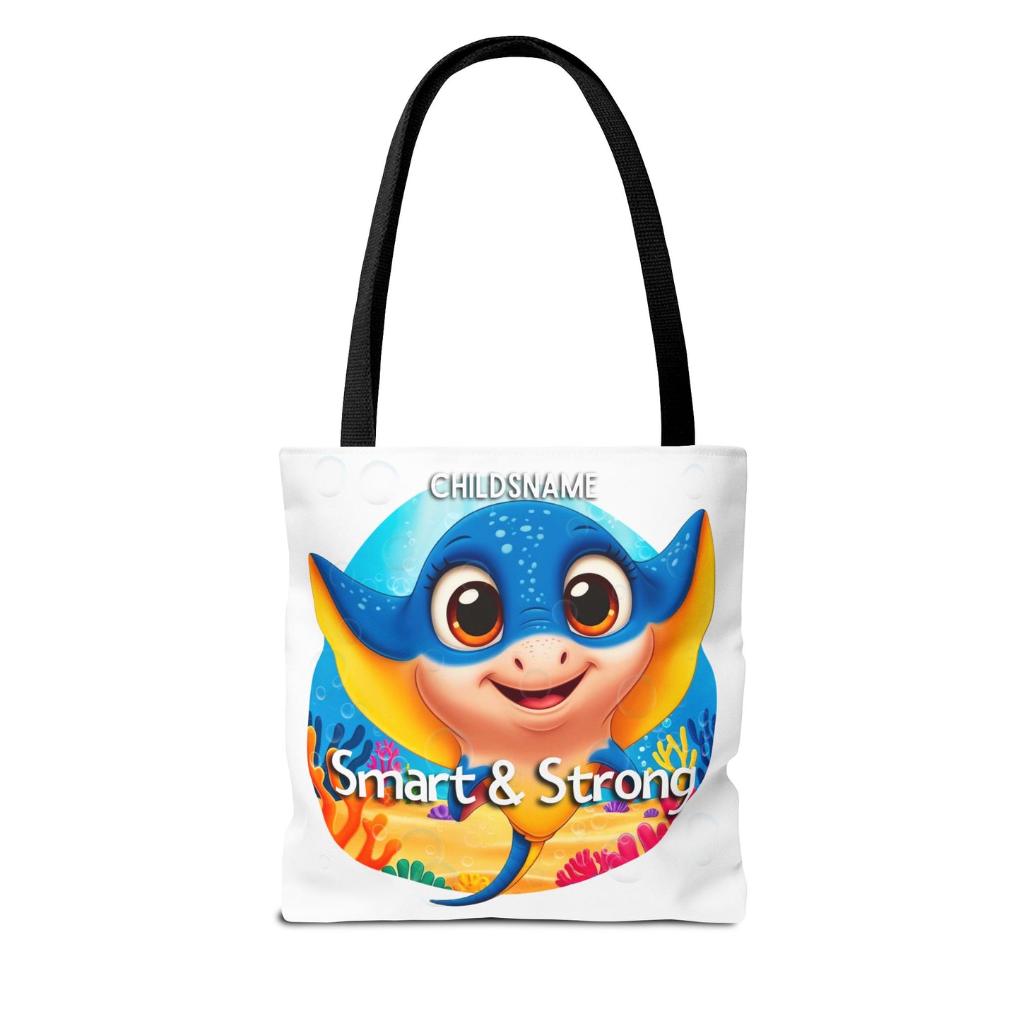 Personalized Kids Stingray Beach Tote Bag – Smart & Strong – Custom Sea Life Bag with Name