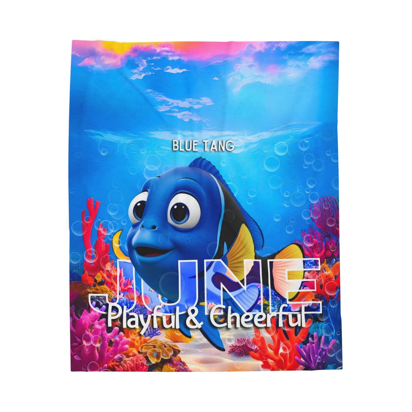 June Blue Tang Kids Blanket – Soft & Vibrant Ocean Blanket for Children