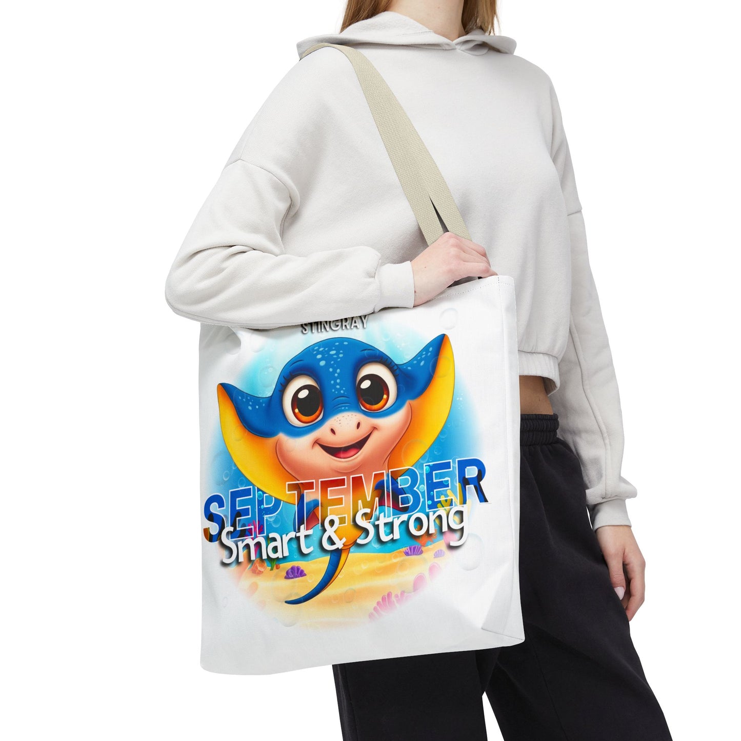 Kids Colorful September Stingray Birth Month Tote Bag
