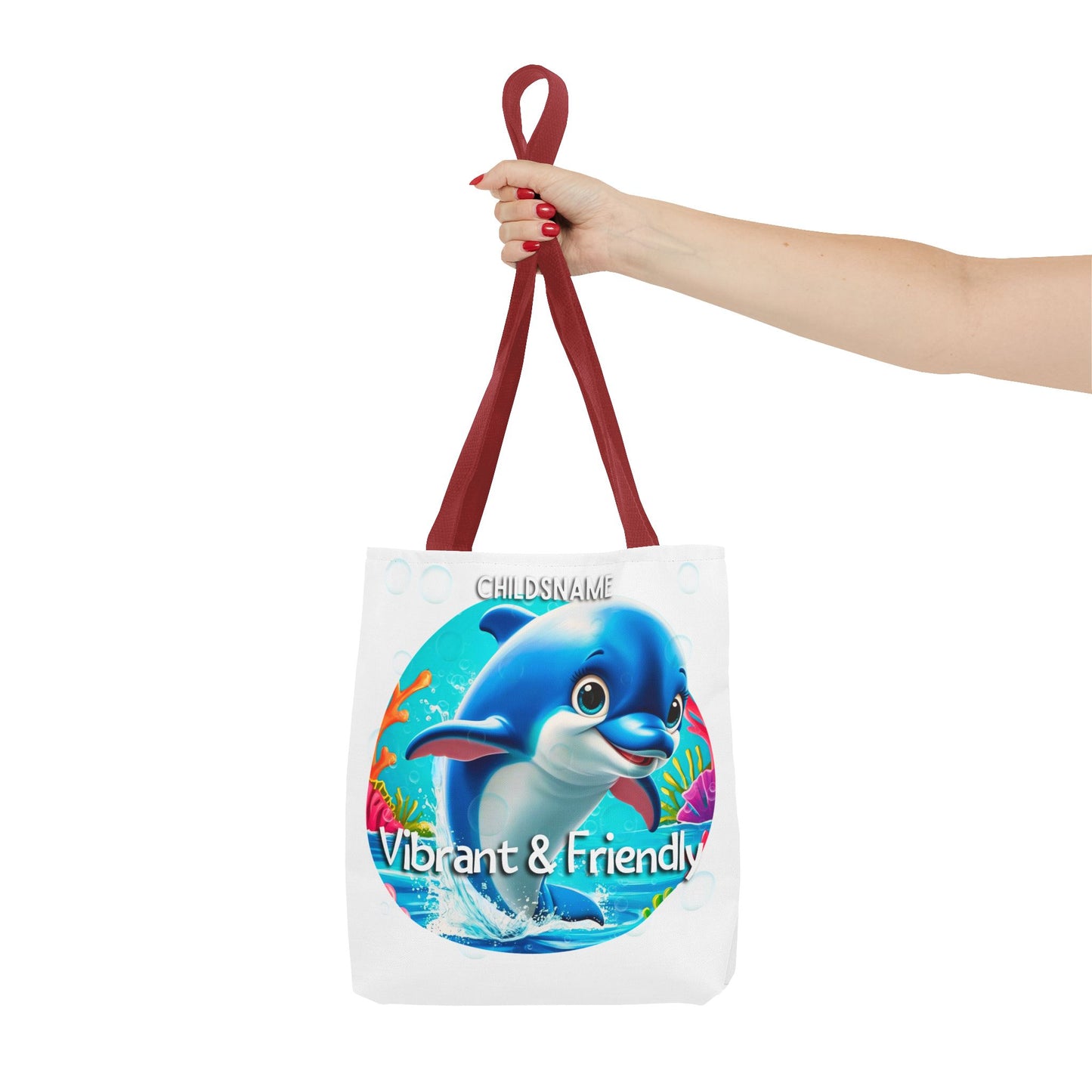 Personalized Kids Dolphin Beach Tote Bag – Vibrant & Friendly – Custom Sea Life Bag with Name