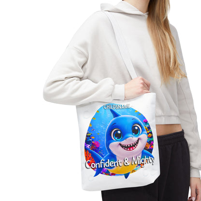 Personalized Kids Shark Beach Tote Bag Confident & Mighty