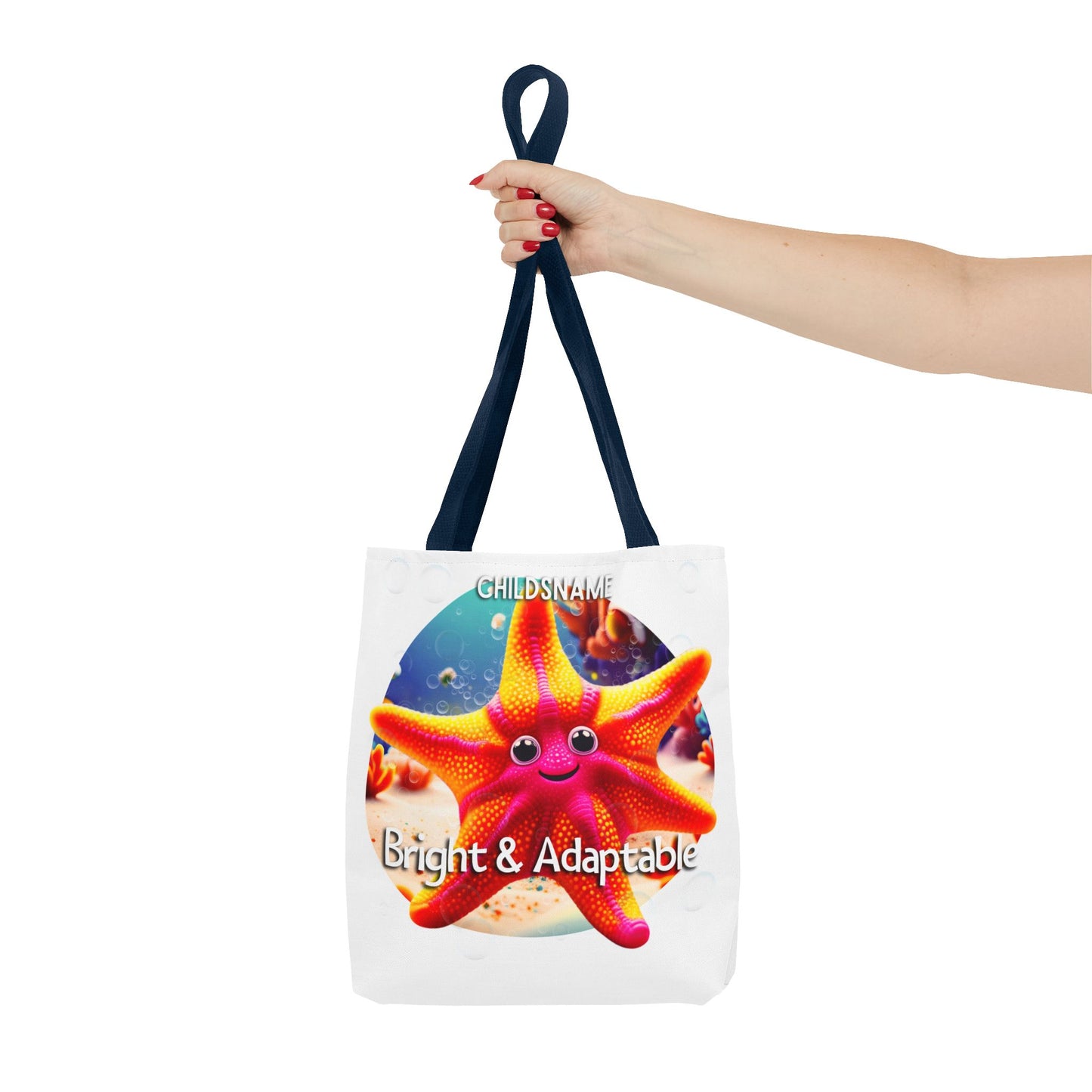 Personalized Kids Starfish Beach Tote Bag – Bright & Adaptable – Custom Sea Life Bag with Name