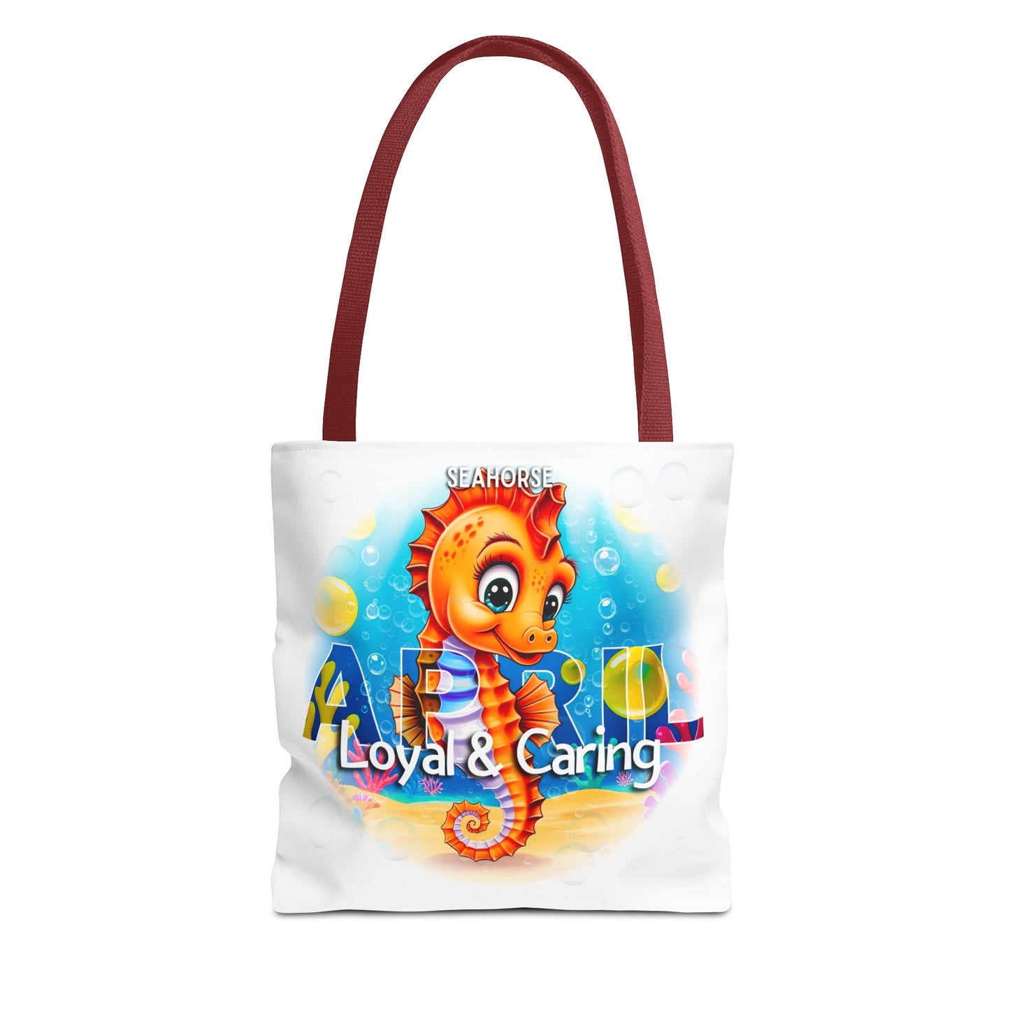Kids Colorful April Seahorse Birth Month Tote Bag
