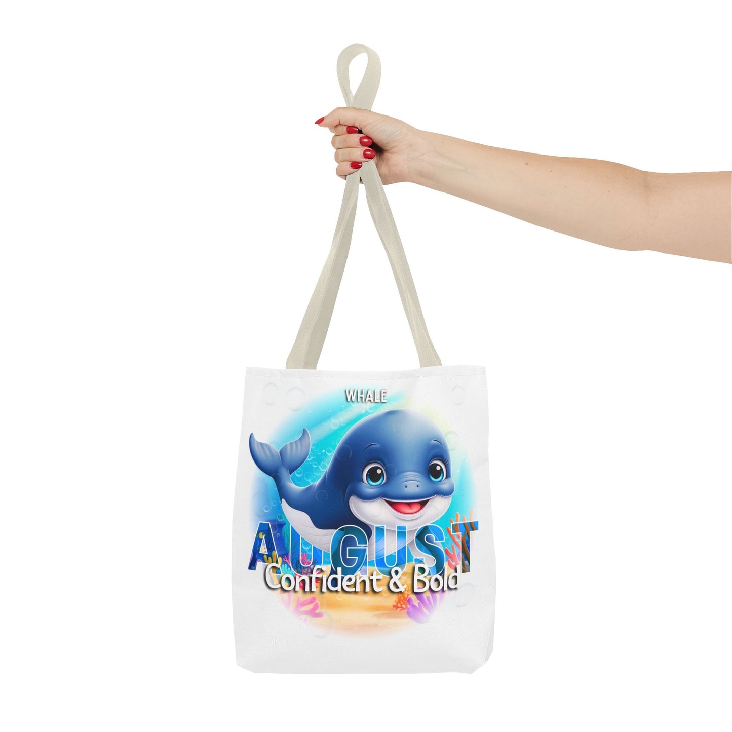 Kids Colorful August Whale Birth Month Tote Bag