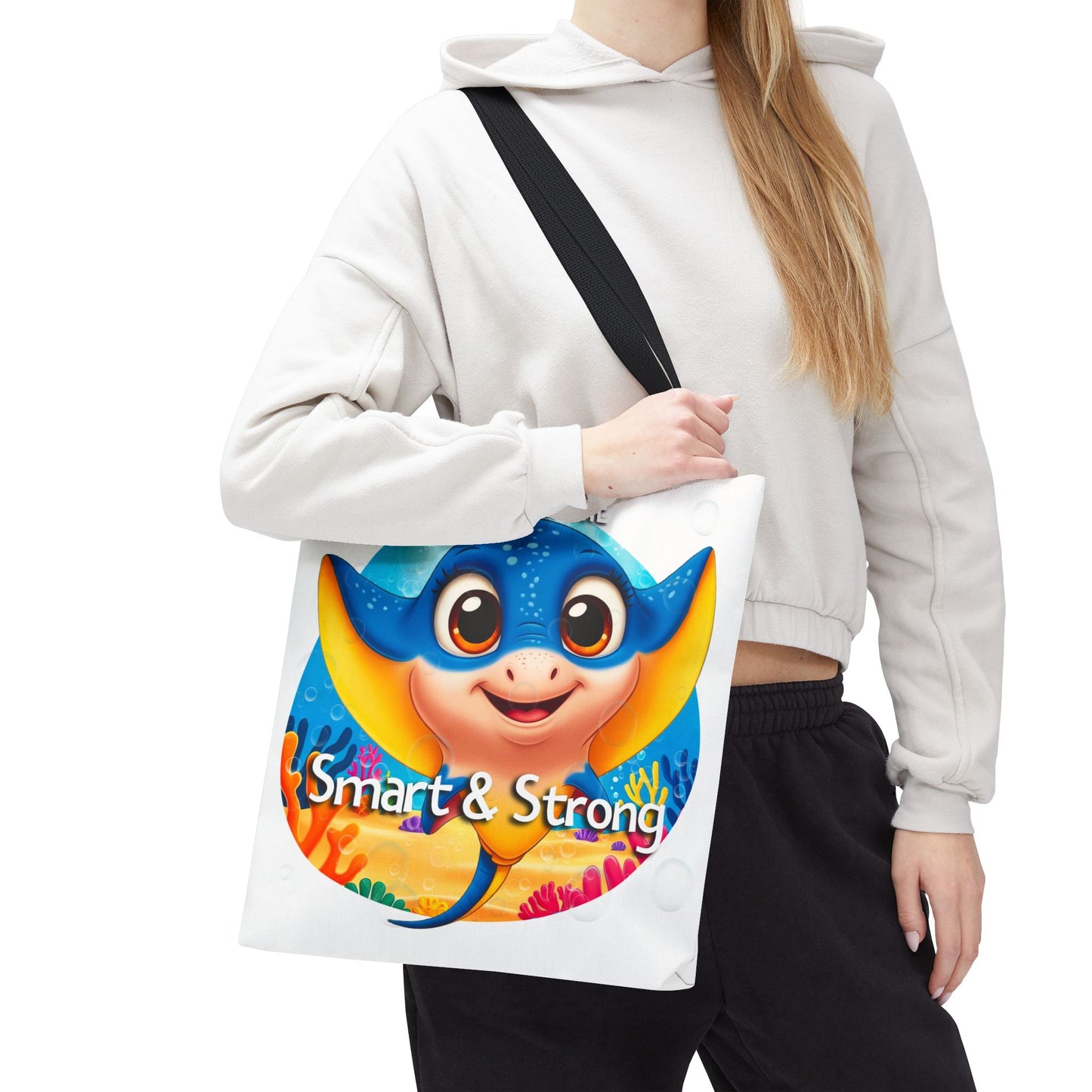 Personalized Kids Stingray Beach Tote Bag – Smart & Strong – Custom Sea Life Bag with Name