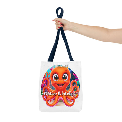 Personalized Kids Octopus Beach Tote Bag – Creative & Intelligent – Custom Sea Life Bag with Name